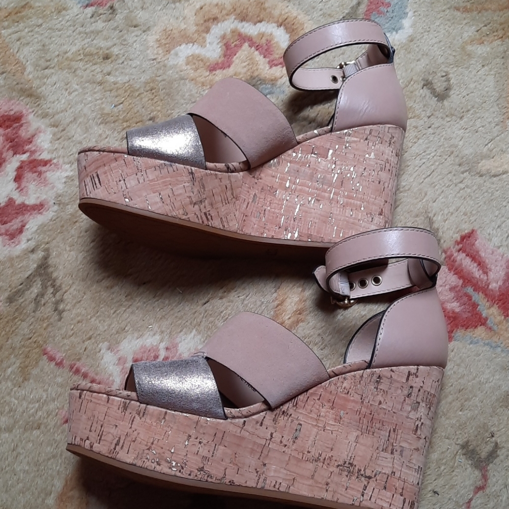 COACH beige platform sandals
